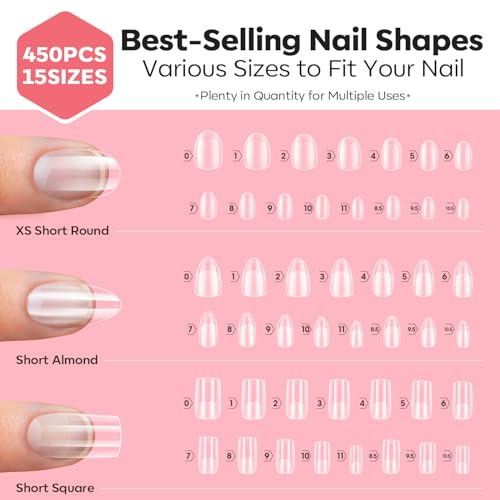 Image of Modelones Almond & Square & Round Nail Tip, Multi-type 3 Styles Gel Tips