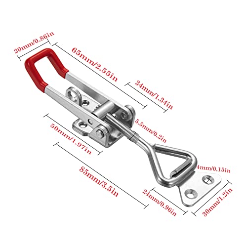 Image of Toggle Latch Clamp 4002 Style,550Lbs Holding Capacity,Toggle Latches with Lock-Hole,Adjustable Heavy Duty Medium Latch for Smoker lid,ToolBox Cases and More (5.7inch)