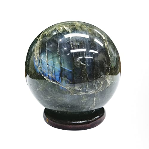 Image of Shubhanjali Labradorite Crystal Ball for Home Decorative Items 150-200 Gm Polished Round Gemstone Labradorite Stone Ball for Crystal at Home Office Desk Kids Table