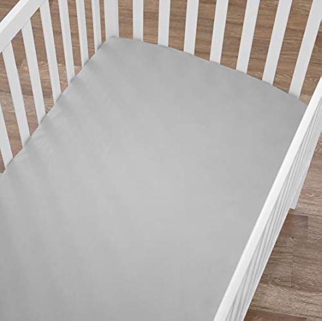 TL Care 100% Natural Cotton Fitted Mini Crib Sheet 38 x 24 - Soft & Breathable Small Nesting Portable Crib Sheet, Fits Pack N Play Mattresses, Gray, for Boys & Girls
