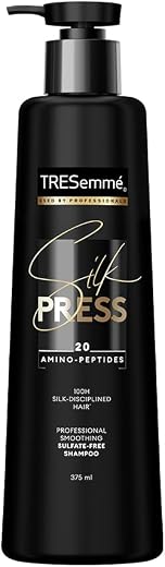 TRESemme Silk Press Smoothing Shampoo 375ml | Sulfate-Free Shampoo | Salon-Like Straight Hair