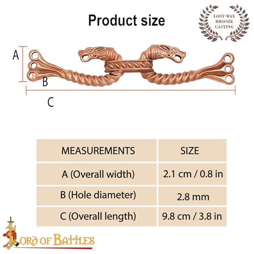 Image of Lord of Battles Medieval Cloak Clasp (Made of Bronze) | Viking Celtic Dragon Design Hook for Cloak Scarf, Shawl | Handmade Cloak Clasp Lost-Wax Cast Bronze