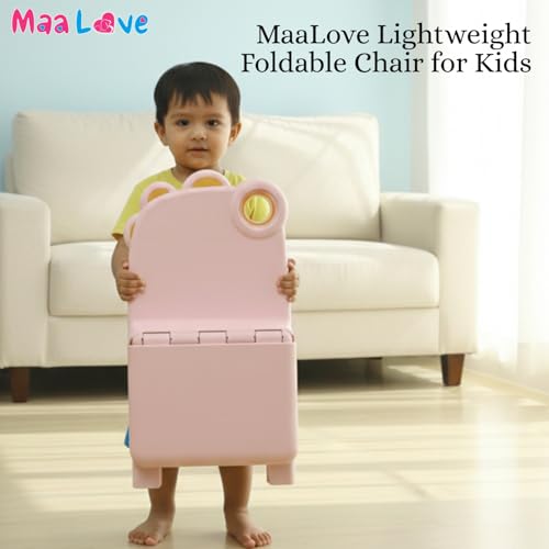 Image of Plastic Foldable Chair for Kids | School Study Chair for Indoor or Outdoor Use for Toddler Kids | Strong & Stable, Safe Rounded Edges | Capacity Up to 40 Kg (Pink)