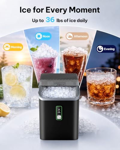 Image of Silonn Nugget Ice Maker with Carry Handle, 36 lbs /24H