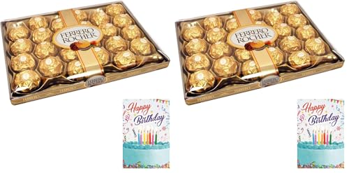 Image of Premium Ferrero Rocher Chocolate 24 Pieces with Birthday Greeting Card Chocolate Hamper Birthday Gift (Pack of 2)