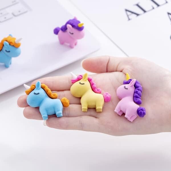 Image of AK Store (Pack of 4) 3D Cute Cartoon Shape Rubber Pencil Erasers, School Stationery for Kids, Boys Girls, Birthday Return Gifts (Unicorn)