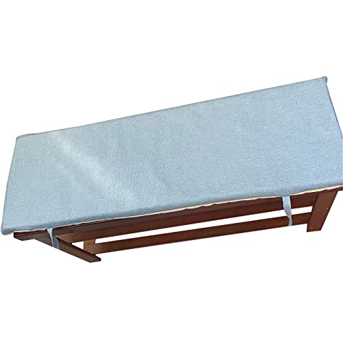 ALEEIK Non-Slip Cotton Linen Bench Seat Cushion with Ties Patio Furniture Bench Cushion Durable Fade-Resistant Outdoor/Indoor Bench Seat Cushion(34x11 Inches, Blue)