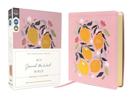 NIV, Journal the Word Bible (Perfect for Note-Taking), Double-Column, Leathersoft, Pink, Red Letter, Comfort Print: Reflect, Take Notes, or Create Art Next to Your Favorite Verses