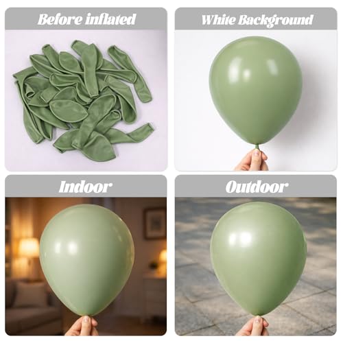 Image of Voircoloria 90pack Sage Green Balloons Different Size 18 /12 /10 /5 Inch Olive Green Balloon Garland Arch Kit for Graduation, Wedding, Birthday, Bridal Shower, Baby Shower, Anniversary Party Decorations