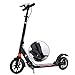 Trotinette YXX Enfant Grandes Roues Adulte, À Toute épreuve Scooter de Banlieue Pliant avec Double Suspension et Frein à Main à Disque, supporte 220 lbs (Color : Black)