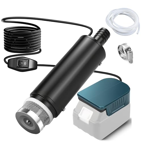 Akku Tauchpumpe Kompatibel mit Makita 18V Batterie (Ohne Akku), Tragbar Wasserpumpe Schmutzwasserpumpe Klarwasserpumpe, 500GPH mit 1m Schlauch, für Pool, Wasserbetten, Garten Dusche, Pfütze
