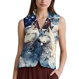 U.S Wolf Ea-gles - Chaleco de traje para mujer, estampado con botones, casual, elegante, sin mangas, Estilo:, XXL