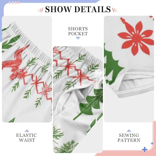 Boys' Pants Leaves Green Stripe Christmas Long Bottoms Jogger Pants Elastic Waist Trousers with Pockets S-XL4