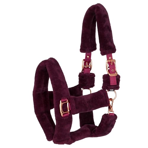 Start Halfter Plüsch mit Teddy-Kunstfell – weich gepolstert & verstellbar – Komfort Nylon Halfter für Pferde, robust, langlebig & pflegeleicht (Bordeaux, Cob (Vollblut))