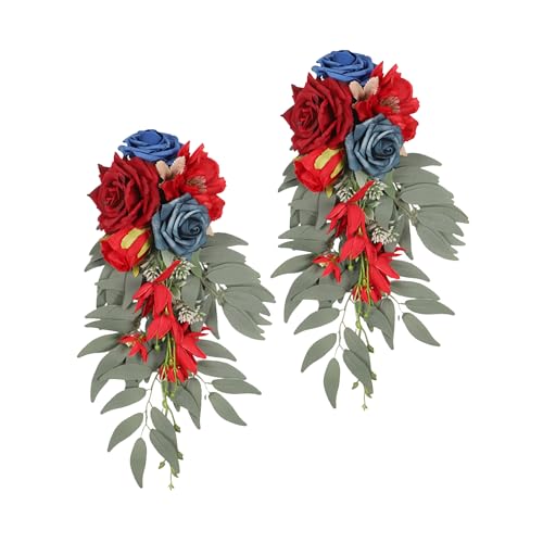 Wnvivi 2Pcs Wedding Aisle Flowers Decoration,Artificial Chair Back Flowers,Silk Peony Flowers Church Chair Bench Flowers for Wedding Decor