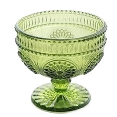 ZFIHAV Copas De Helado Vajilla Tallada en Relieve de Vidrio Retro, 2 uds., Bol for Helado, Postre, Ensalada, frutero, hogar, Restaurante, Bar, Suministros de Comedor(Green1)