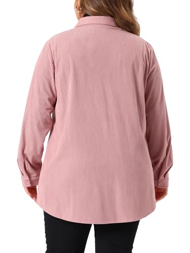 Agnes Orinda Plus Size Women's Corduroy Shirts Long Sleeve Button Down with Pocket Long Shackets Jacket4