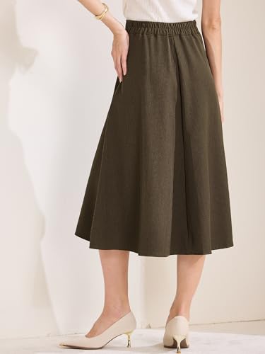 Allegra K Women's A-Line Skirt High Waist Office Work Midi Flared Pleated Skirts4