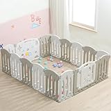 ベビーサークル 折りたたみ ベビーフェンス ドア付き プレイヤード 高さ62cm ハイタイプ 組立簡単 置くだけ(155x195cm)