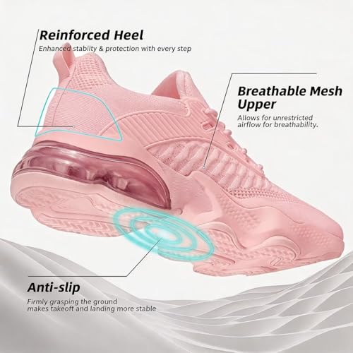 Image of Womens Slip On Walking Shoes Air Running Casual Fashion Tennis Sneakers Comfortable Non Slip Work Athletic Trainers