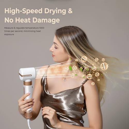 Image of 7 in ONE Hair Dryer Brush, Powerful Blow Dryer Brush with Air Curler for Hair, Brush Blow Dryer with Diffuser, Ionic Hot Air Brush Fast Dry, Volumize, Curls, Straight, Hair Styling Tools 100-120V