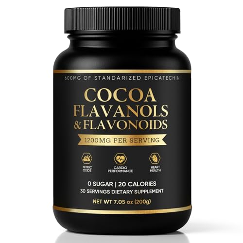 High Flavanol Cocoa Powder – Premium Cocoa Flavanols, Flavonoids & Epicatechin Blend for Supports Circulation, Energy & Overall Wellness, Circulation & Natural Energy – Vegan, Non-GMO, Sugar-Free, 7.05oz, Magnesium Rich