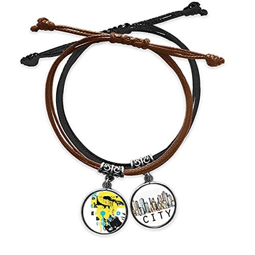 Bracelet la femme noire graffiti street en corde et cuir pour vos looks urbains décontractés