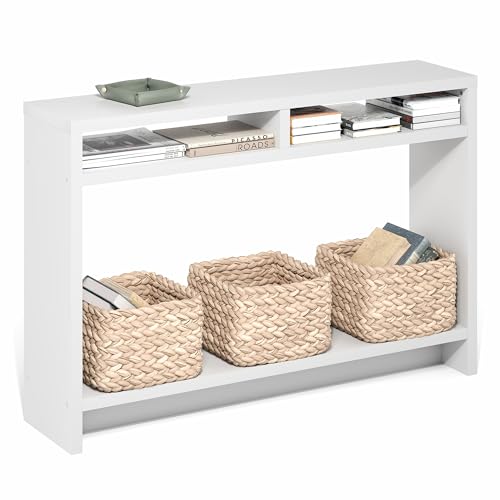 Furinno Viola Entryway Table, 3-Tier Narrow Console Table with Extra Thick Frame and Storage Shelf, 47.2" Wide Sofa Table, for Living Room, Home Office, Entryway, White by Furinno - Image 3