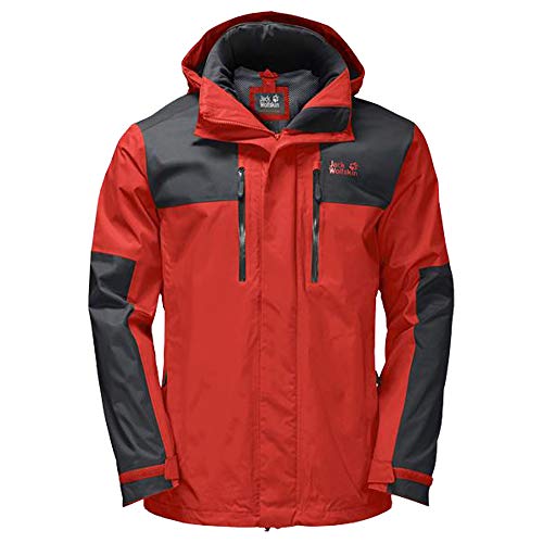 Jack Wolfskin Herren Atmungsaktive Regenjacke JASPER FLEX MEN, lava red,...