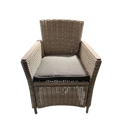 Chillvert Poltrona in Ratan Sintetico e Acciaio Torino 65x68,5x93,5 cm con Cuscino Antracite