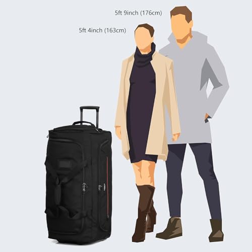 Image of Large Rolling Duffle Bag with Wheels and Handle 85L 29 inch Travel Duffel Bag for Men Women with Shoe Compartment & Wet Pocket, 2 Wheeled Checked Luggage for Business Travel Long Trips, Black