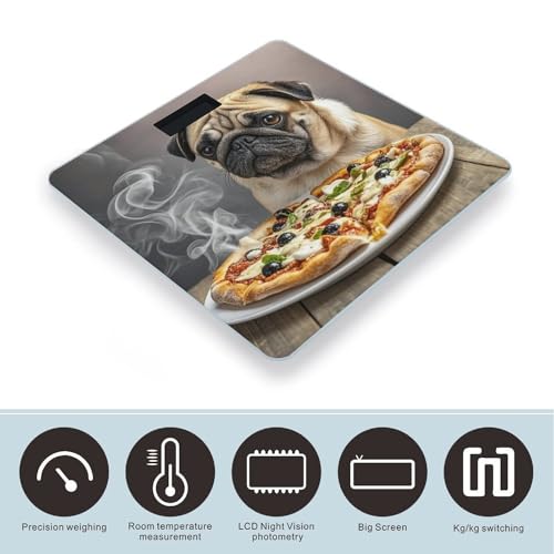 Báscula Digital de Baño Pug Pizza con Pantalla Grande miniatura 3
