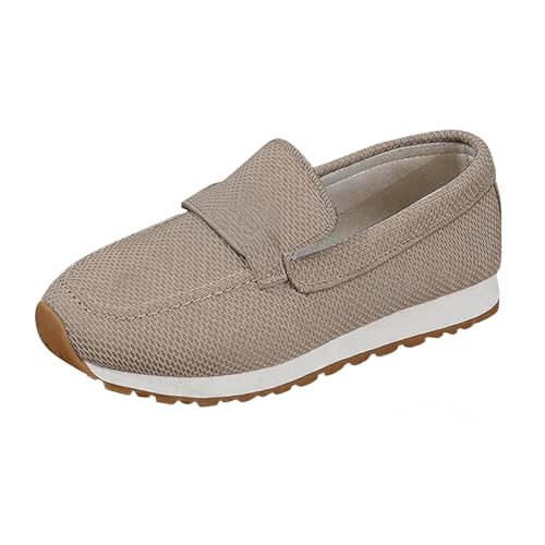 Mocasines Tipo Cuña para Mujer con Soporte De Arco, Casuales Ponibles Ortopédicos Antideslizantes, Tipo Zapato De Barco Retro Cómodo para Uso Diario(Khaki, 43)
