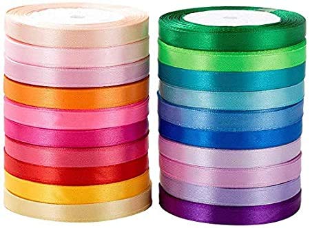 Ditya crafts Arham Mktg Craft Satin Ribbon (Pack of 10, Colour:- Multi- Colour, Size:- 0.25 Inch) 9 metres Approx
