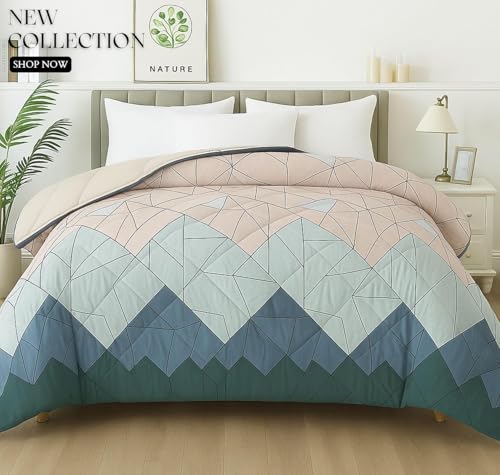 Image of VAS COLLECTIONS Cloud Cotton Reversible AC Comforter for Double Bed | Super Soft 220 GSM Quilt /Duvet /Dohar | Lightweight All-Season Comforter | 88 x 90 Inches (Blue, Auqa)