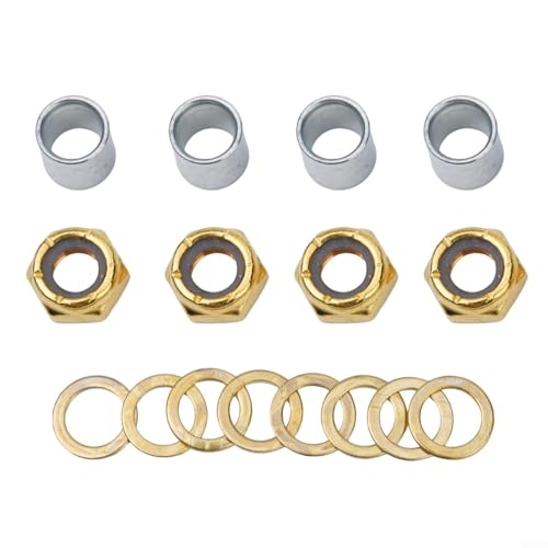 Enhance Speed And Maneuverability With Skateboard Bearing Spacers, Washers, Nuts(Gold)