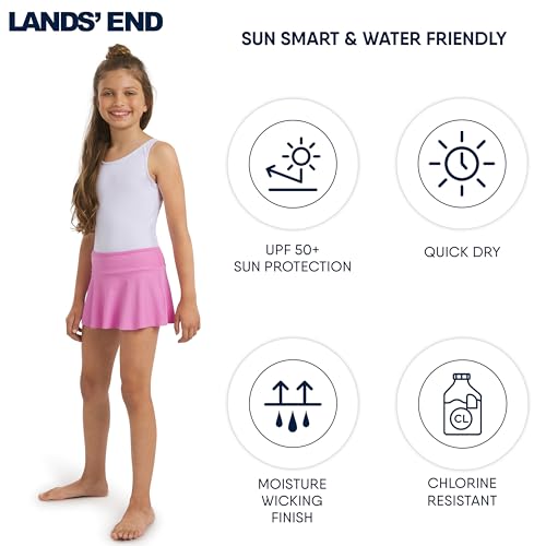 Image of Lands' End Girls' Swim UPF 50+ Stretch Waist Attached Bikini Bottom Swim Skirt