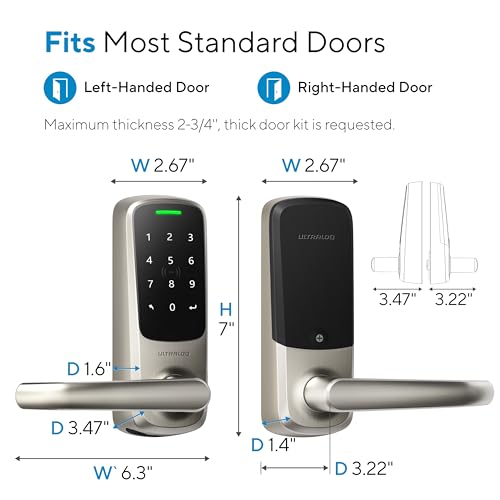 ULTRALOQ Latch 5 World's First Built-in WiFi Smart Lock with NFC, 5-in-1 Keyless Entry with App Control, Smart Door Handle Lock with Touch Digital Keypad, Satin Nickel image 7