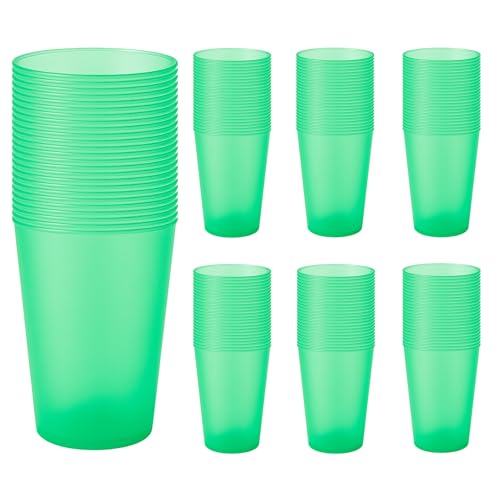 Vasos Plástico Duro 500 ml - 50, 100 ó 450 Vasos - Reutilizables de Polipropileno Eco Sin BPA – Multicolor para Fiestas, Camping y Oficina – Ideales para Sidra, Cubatas, Cerveza (100, Verde)