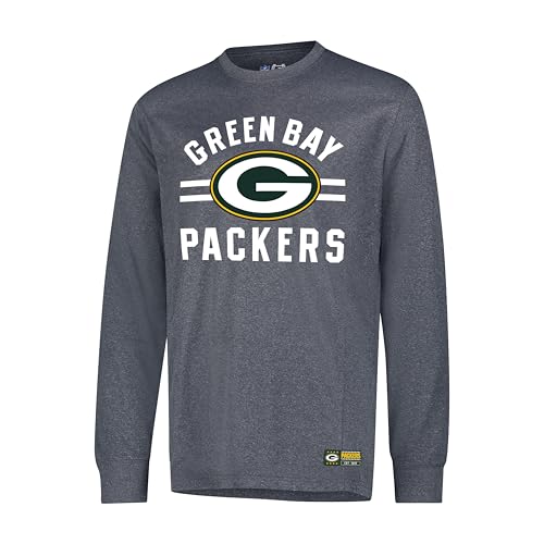 Ultra Game NFL Green Bay Packers Boys Super Soft Crew Neck Long Sleeve Sweatshirt, Heather Gray Charcoal, 14/16