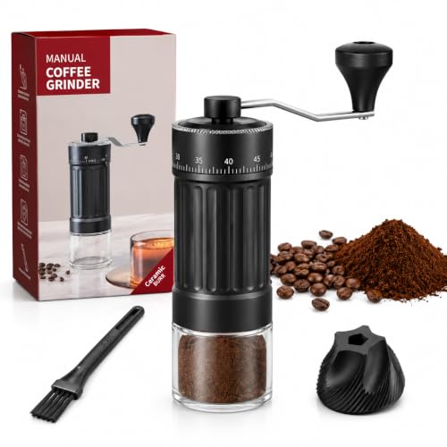 Image of Manual Coffee Grinder Hand Crank Adjustable Grind Settings Portable Clear Catch Cup Compact Durable for Home Travel Espresso French Press Brewing