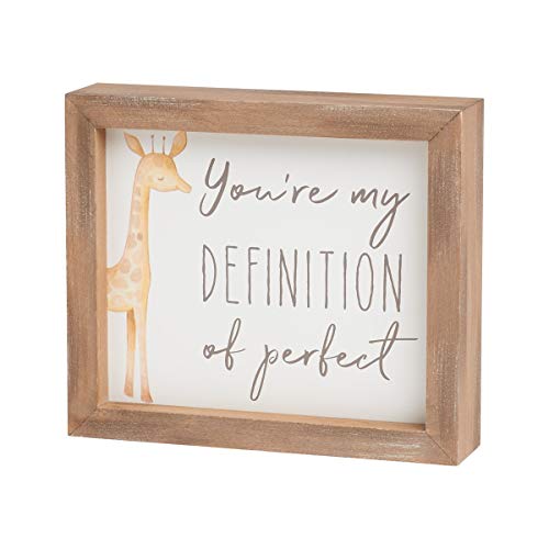 Image of Wood Framed Box Sign for Kids Decor Baby Room Child's Decoration (Giraffe Perfect) Medium
