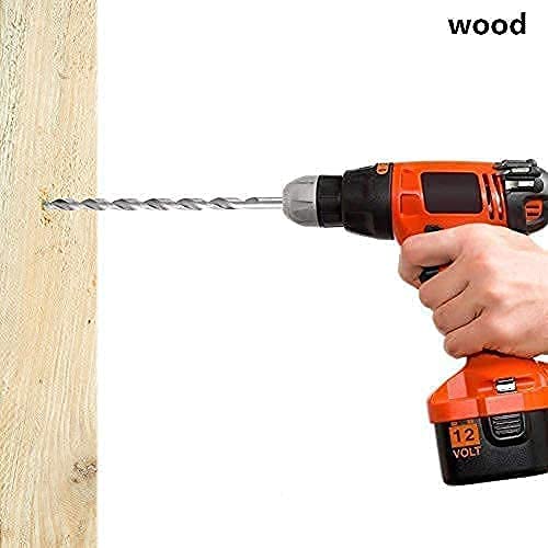 Miniatura 5 de Broca extra larga, 7.874 in, taladro helicoidal HSS de vástago recto, broca helicoidal para madera (0.315 in)