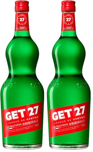 GET 27 Peppermint Liqueur, 17,9% Vol, 100cL / 1L, cóctel digestivo con licor de menta fresca (Paquete de 2)