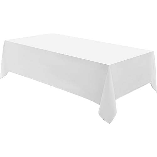 Rectangle Tablecloths 60x84 Inch 1 Pack White Tablecloth Washable Decorative Linen Polyester Table Cloths for Dining Table Banquets Buffet Parties and Wedding