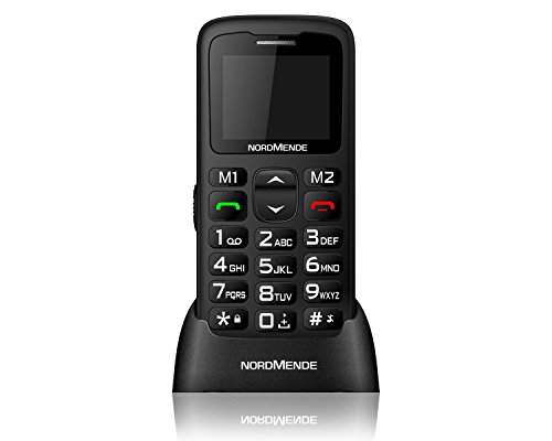 NORDMENDE big100 téléphone Portable, Bouton SOS, Mains Libres, Appareil Photo, Base de Recharge, Ecran : 1.77 Pouces, Noir [Italie] Cover