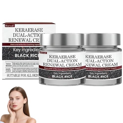 Biancat KeraErase Dual-Action Renewal Cream Professional Skin Treatment Serum Black and White Rice Soothing Repair Cream Natural Body Serum Suitable for All Skin Types (2 Bottle)