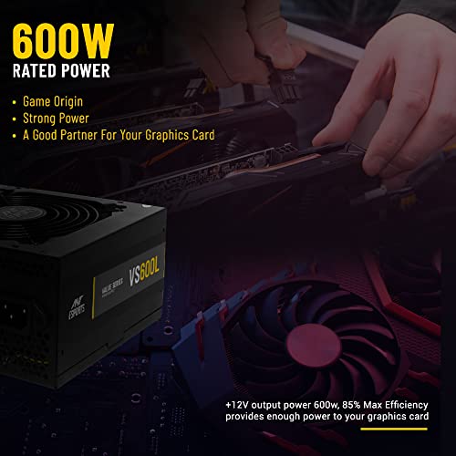 Ant Esports VS600L Non-Modular High Efficiency Gaming Power Supply/PSU with 1 x PCIe and 120mm Silent Fan - Image 3