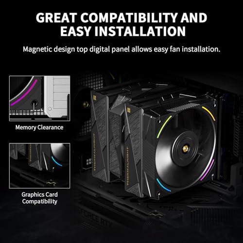 Image of Thermalright Royal Pretor 130 Ultra Black CPU Air Cooler, PC Double Towers Cooler,High Performance 7 Heat Pipes CPU Cooling, Black Brushed Top Cover,for AM4 /AM5, Intel lga1851 /1700 /1150 /1151 /2011
