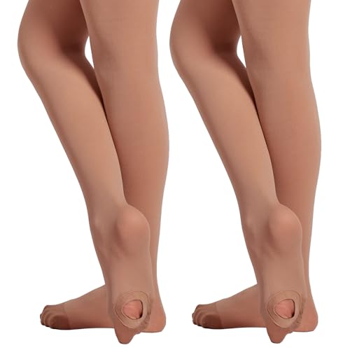 MANZI 2 Paris Convertible Ballet Tights for Girls Professional Transition Toddler Dance Stockings Ultra-Soft